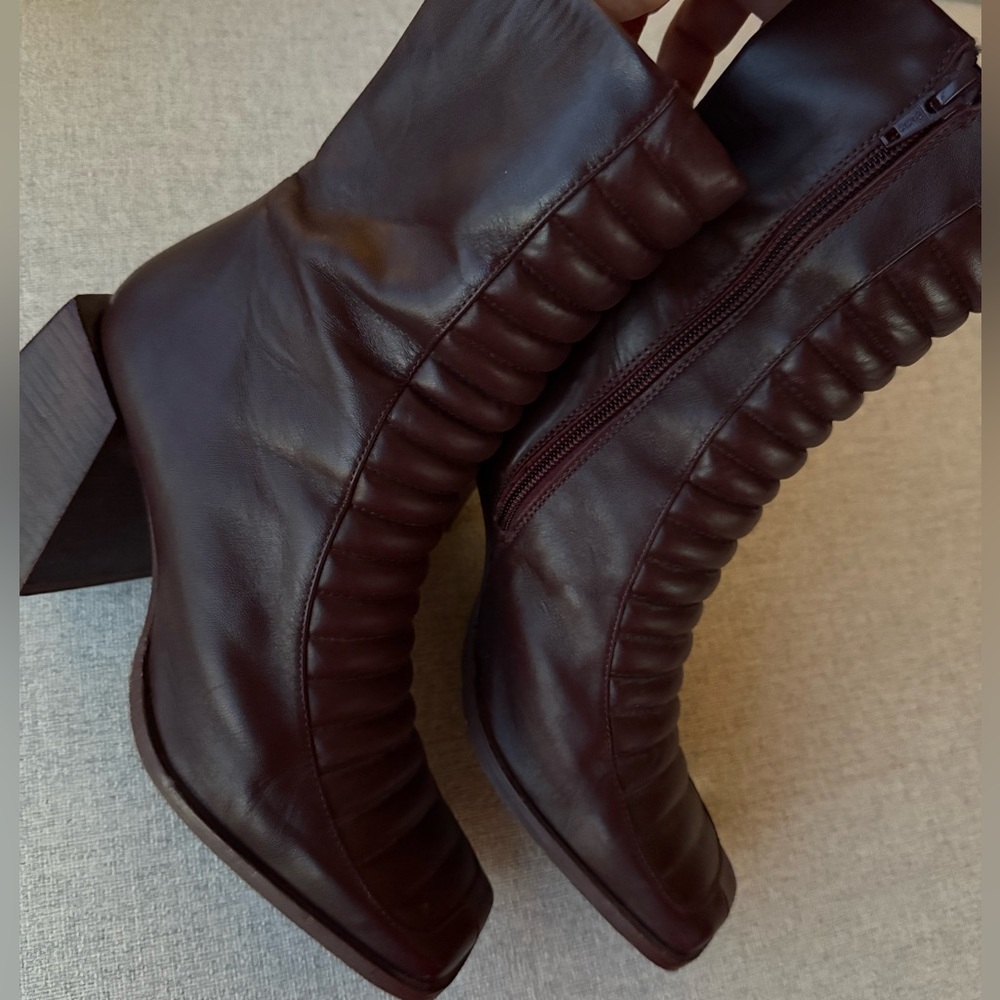 ASOS Burgundy Leather Ankle Boots - Picture 6 of 6